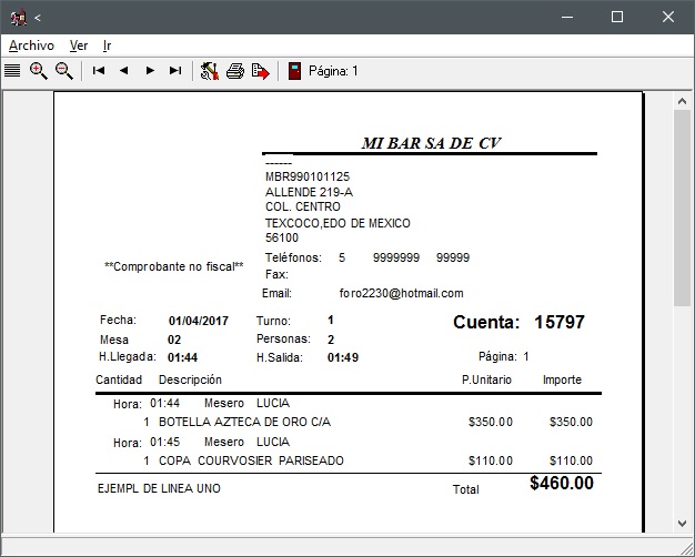 Bar Impresion Ticket